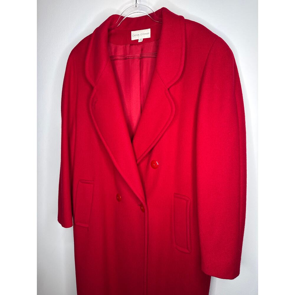 1980s Casual Corner Red Wool Long Coat Made in USA medium - Large - Picture 12 of 16